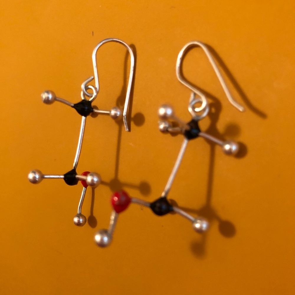 Sterling Silver Alcohol Molecule Pendant Earrings by Splashpile Designs